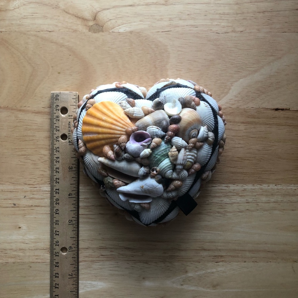 Handmade Shell Heart Trinket Box Mixed Natural Colors Philippines Vintage Decor